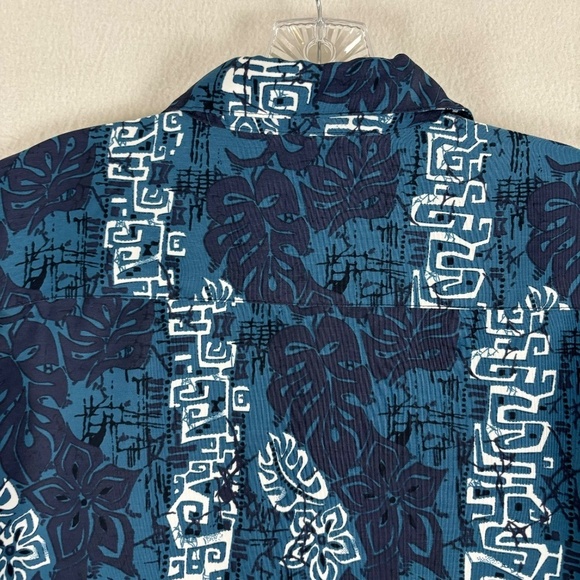 Extreme Gear Island Tropics Short Sleeve Hawaiian Blue & White Shirt size L - Picture 7 of 11